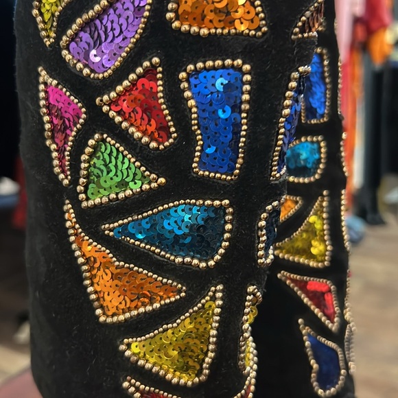 Vintage CAPARROS suede tall embellished boots - Picture 6 of 9